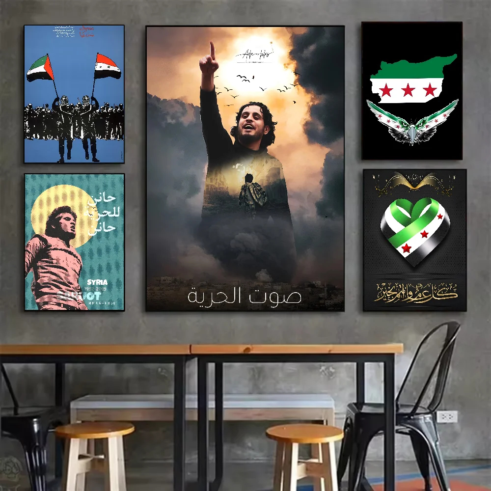 S-Syrian Revolution-s Flag Poster HD art sticky wall waterproof home living room bedroom bar aesthetic decoration