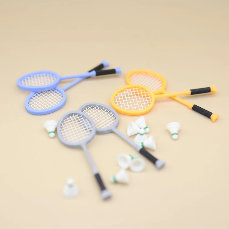 Dollhouse Sports Scene Decoration Dolls House Pretend Play Toys 1/12 Dollhouse Simulation Mini Badminton Racket Set