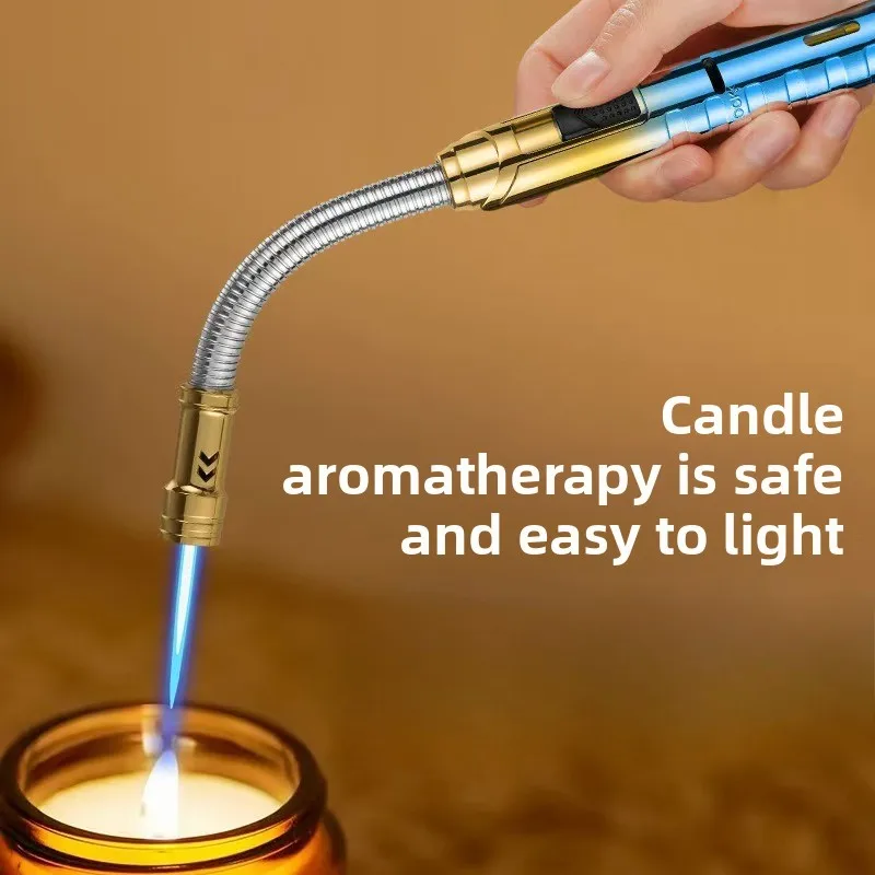 Long shape Wide Selection of Metal Spray Gun Lighters 360° Rotatable Long Handle Kitchen Fire Stick Windproof Inflatable Lighter