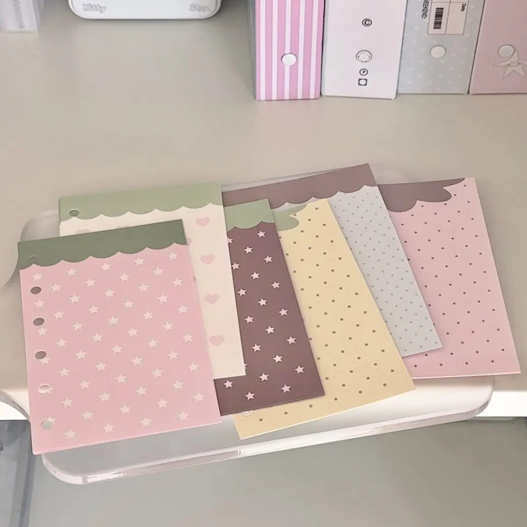 30Pcs M5/A7 Planner Refill Paper, Strawberry Print Punched Inner Pages, Korean Cute Notebook Inserts, Loose-Leaf Basic