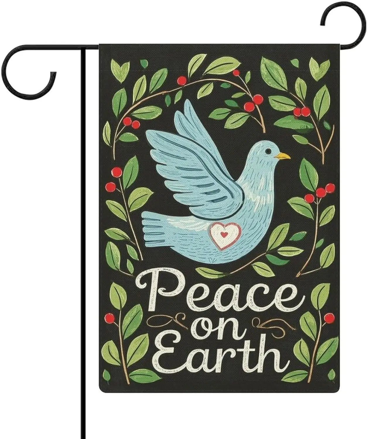 Garden Flag “Peace On Earth” Double Sided 12x18 In Burlap Seasonal Yard Decoration for Outside Porch HHJ LLG