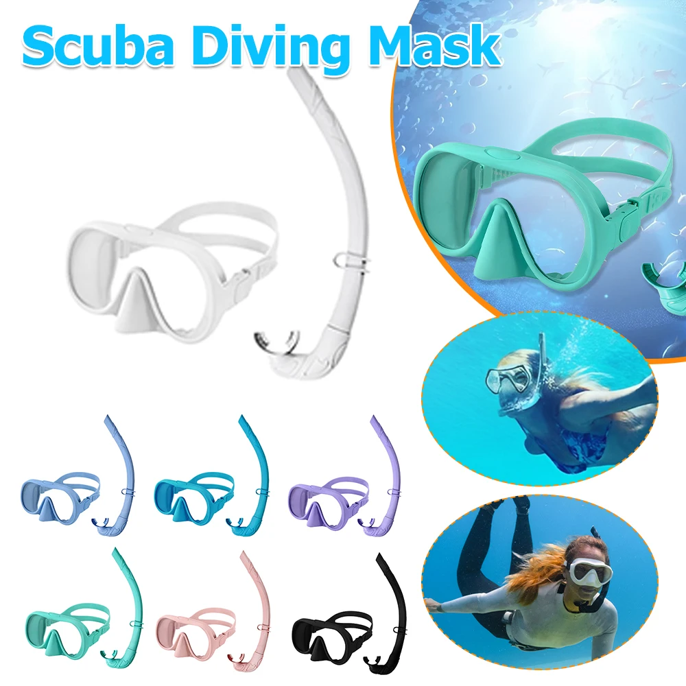 

Силиконовая маска для дайвинга и набор трубок, очки для плавания, регулируемая трубка для дайвинга, без утечек, сухая трубка, противотуманная трубка для водных видов спорта