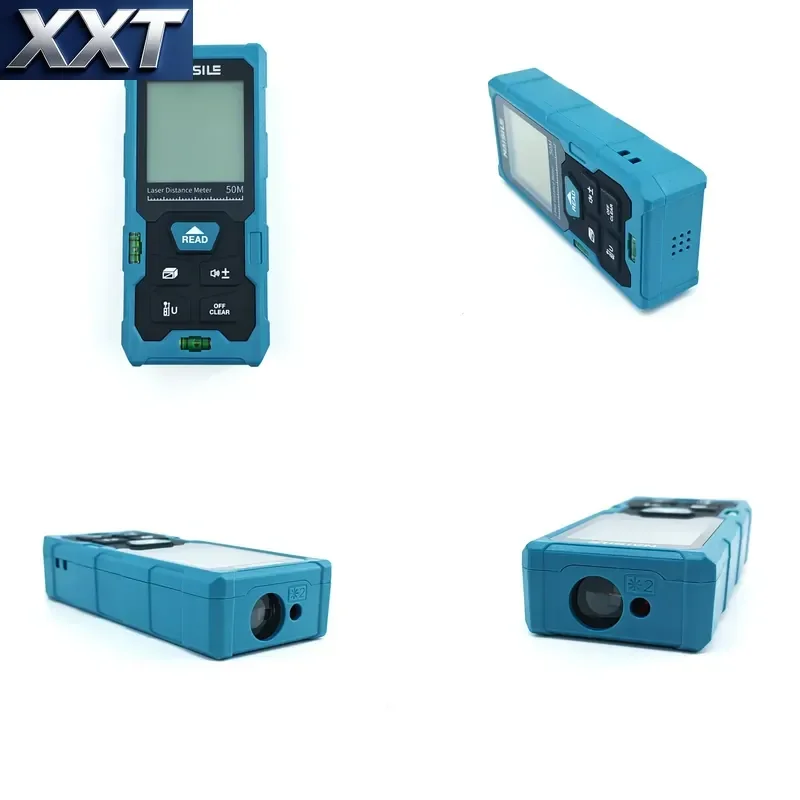 XXT DEWEN 4-in-1 DIY High Precision 1.5mm Accuracy Red Distance Meter Blue LCD Screen 0.05-100M Range 10000