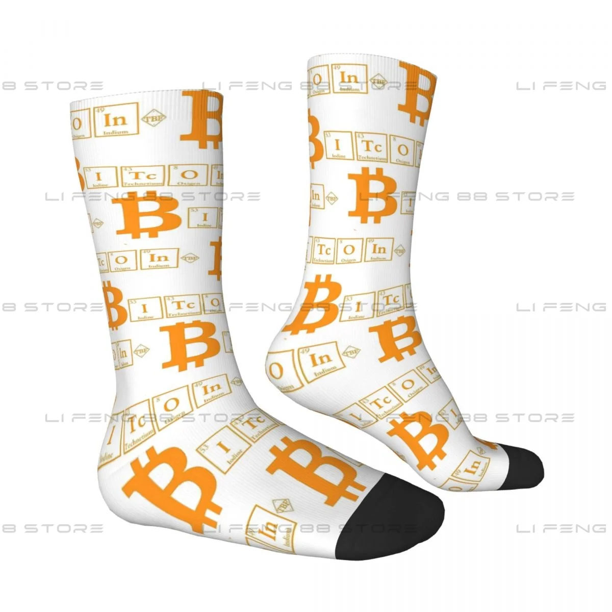 BTC Bitcoin Logo Repeat Chemistry Symbols Men Women Socks Windproof Novelty Spring Summer Autumn Winter Stockings Gift