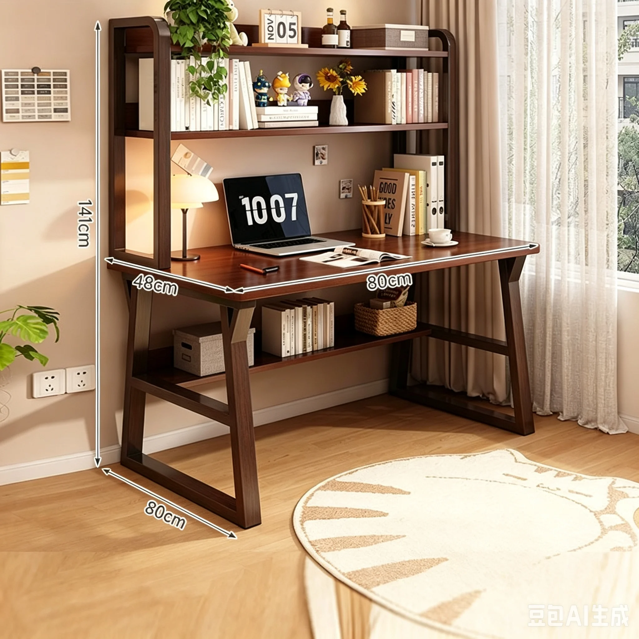 Computer Study Desk With Storage Bookshelf Office Workstation Organizer Desk for Home Students Professionals