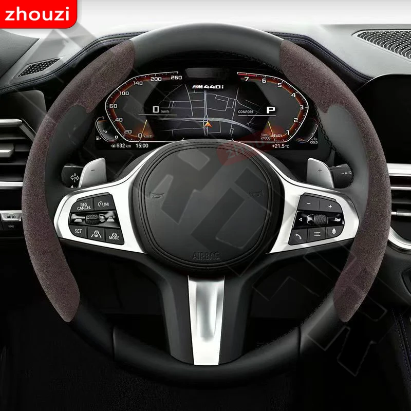 Car Steering Wheel Cover black suede leather For Roewe rx3 rx5 rx5max rx8 Car Steering Wheel Cover