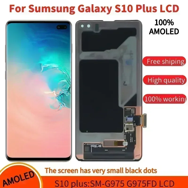 Super AMOLED 6.4'' Inch LCD For Samsung S10 PLUS Display SM-G975 G9750 G975FD Display Touch Screen Digitizer Replacement