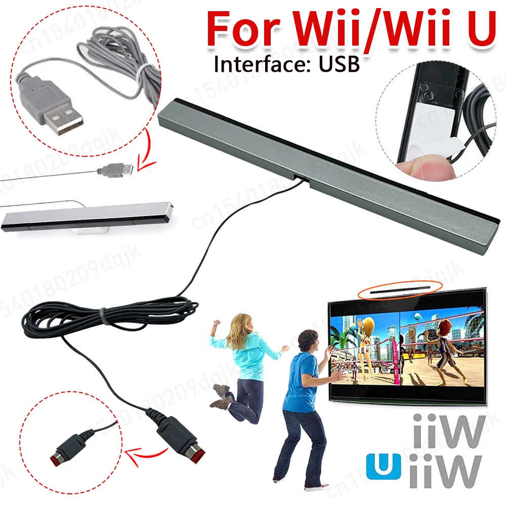 Receptor con Cable, Barra Sensora, Sensor de Movimiento Infrarrojo, Soporte para Receptor de Señal, Control Remoto para Juegos, Compatible con Consolas Wii / Wii U