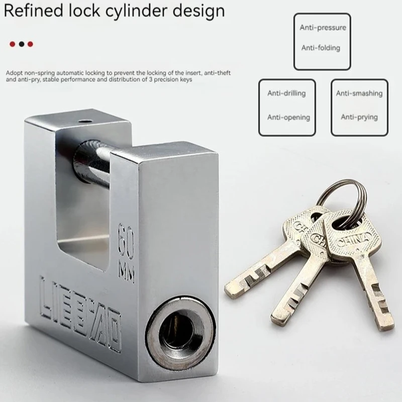 Stainless Steel Padlock Security Safety Lock Antique Horizontal Opening Anti-ancient Horizontally Open Rectangular Blade Padlock