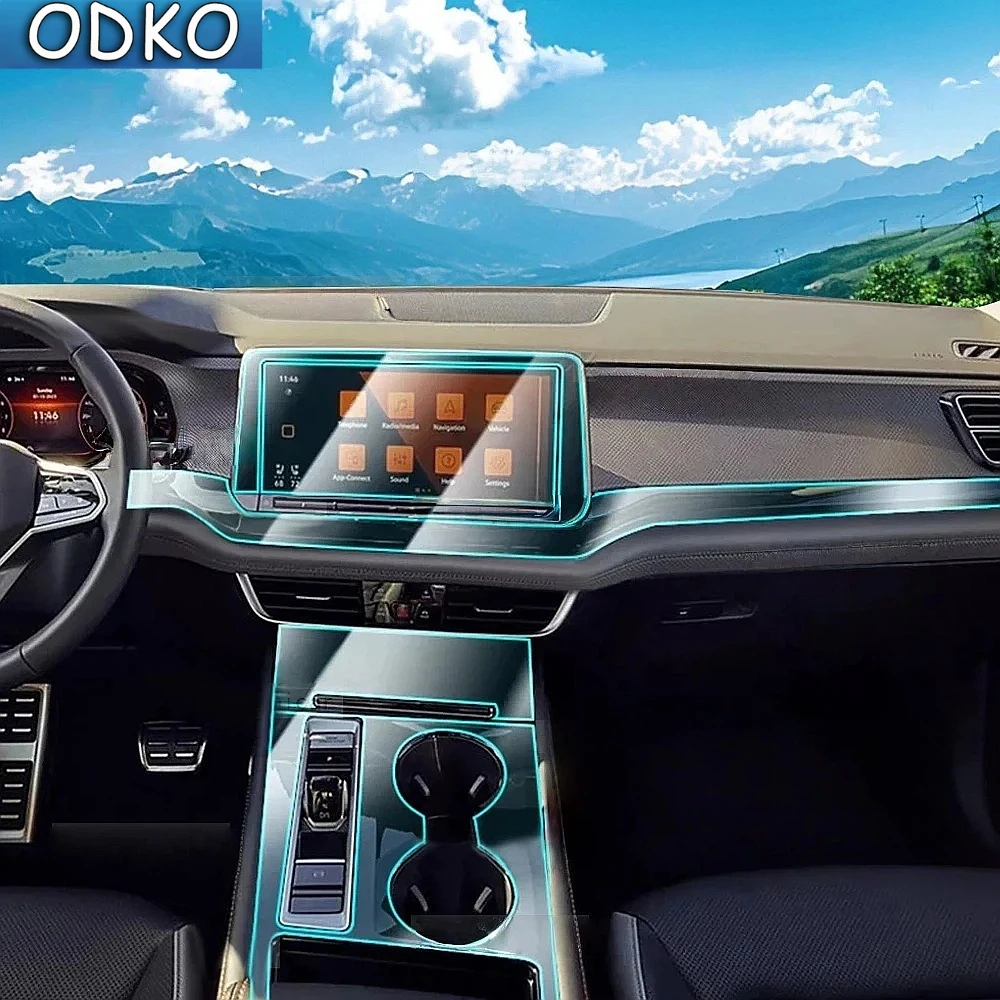 Tpu Transparent Film for VW VOLKSWAGEN ATLAS 2023 2024 Car Interior Stickers Center Console Screen Dashboard Gear Panel