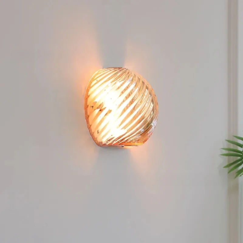 LED Striped Glass Wall Lamp Medieval Nordic Minimalist Bedroom Bedside Hotel Hallway Entrance Hall Decoration Bracket Light