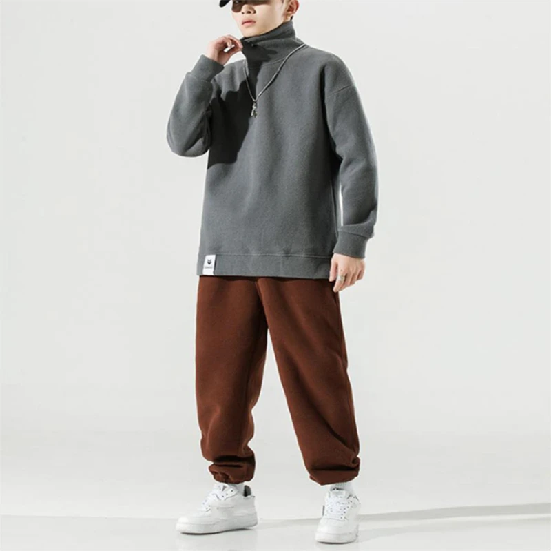 Autumn 2022 Warm Suit Men Two Piece Sets Comfort Fleece Top and Elastic Waist Trousers Loose Clothes Big Size Sportwear Outdoor