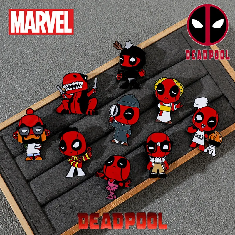 Marvel Anime Deadpool Brooch Enamel Metal Badge Creative Funny Pins for Bag Backpack Jewelry Clothing Collar  Accessories Gifts