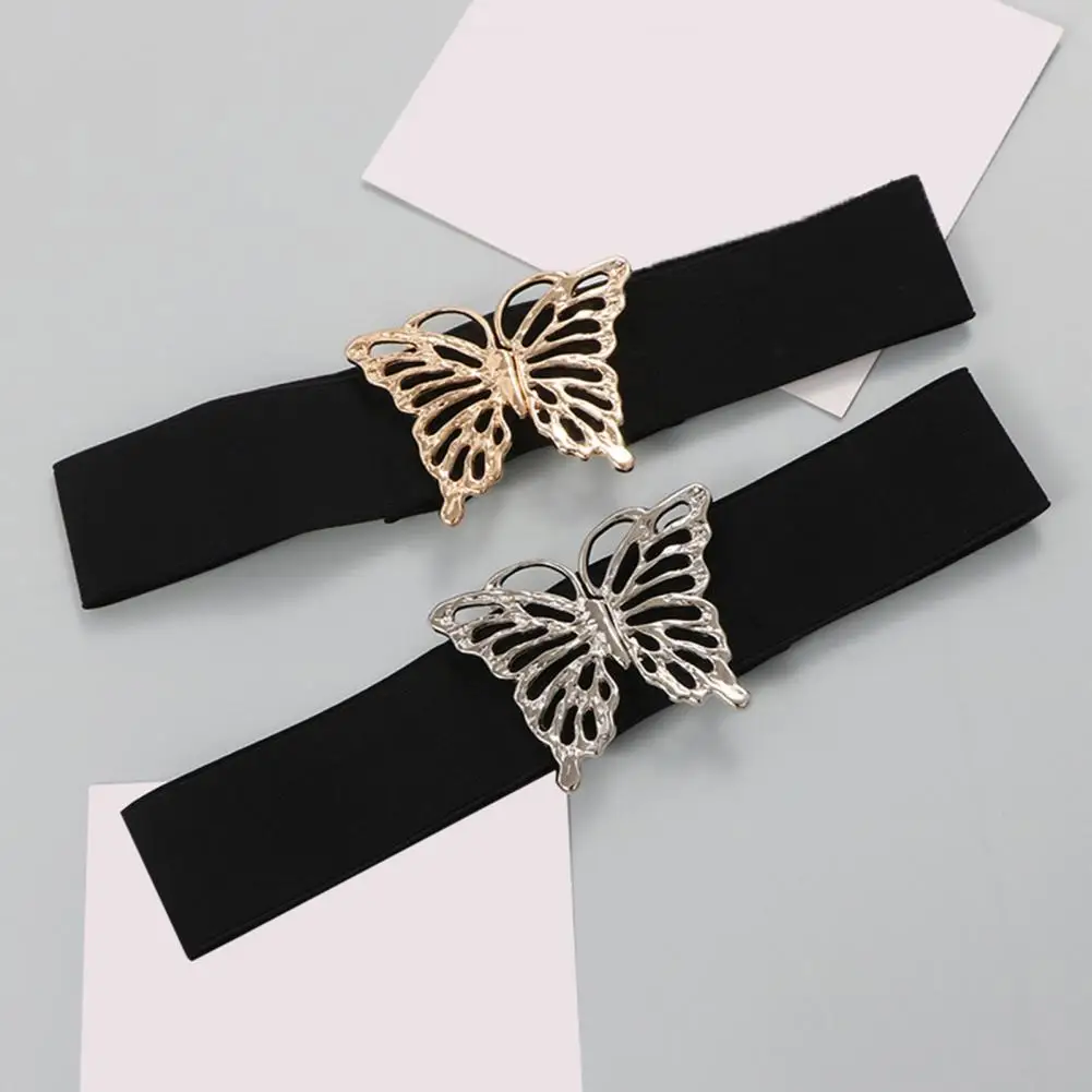 Women Belt Butterfly Buckle High Elasticity Wide Band Tight Waist Goth Waist Corset Waist Strap Clothes Accessories