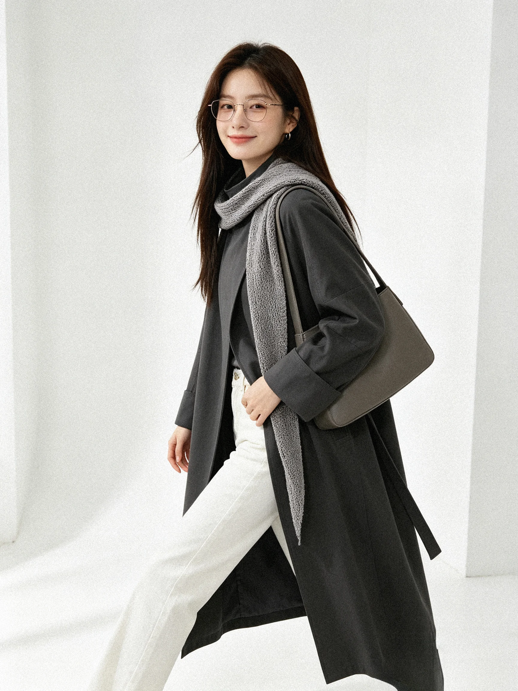 Autumn 2026 Knitted Wrap Coat Loose Long Elegant Style Women's Casual Fashion Standard Fit Breathable Long Sleeve Coat