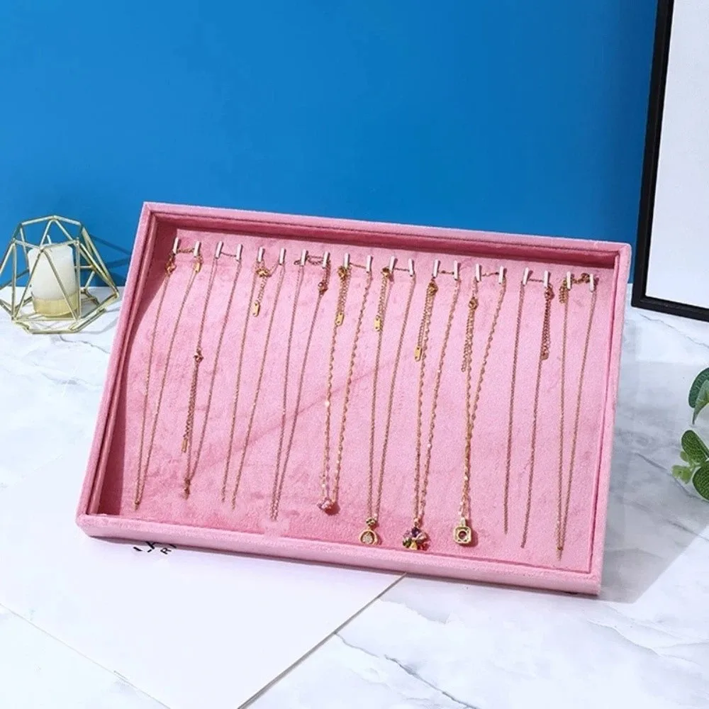 Elegant Velvet Jewelry Organizers Storage Stackable Pink Earring Display Tray Wear-resistant Space Saving