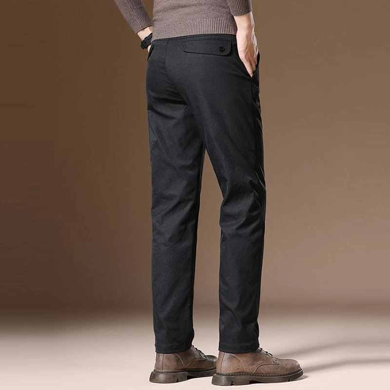 سليم مستقيم رجال الأعمال عارضة السراويل الخريف الشتاء الجلد ودية السراويل الكلاسيكية تنوعا اليومية تخفيف العلامة التجارية الملابس #6