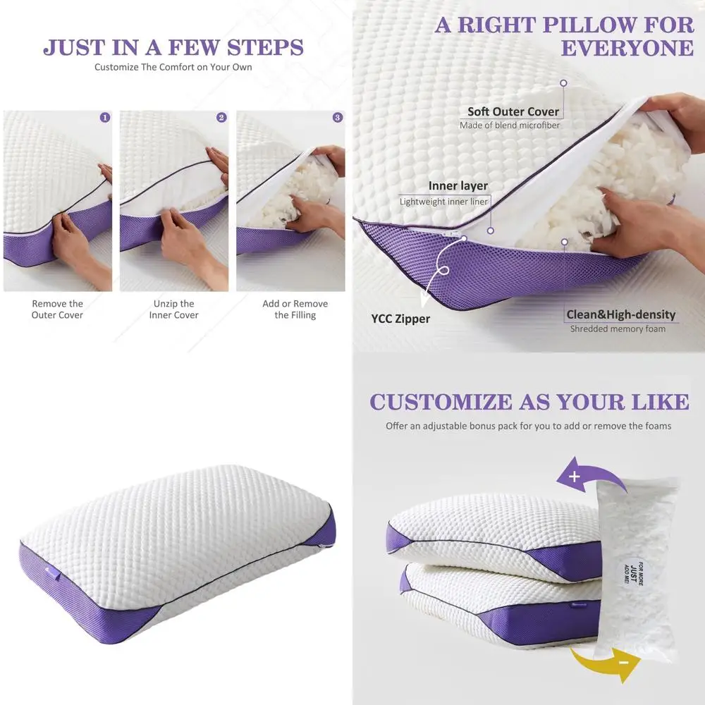 

Подушка Queen Size из охлаждающей пены с эффектом памяти со съемным чехлом для сна на боку, животе и спине