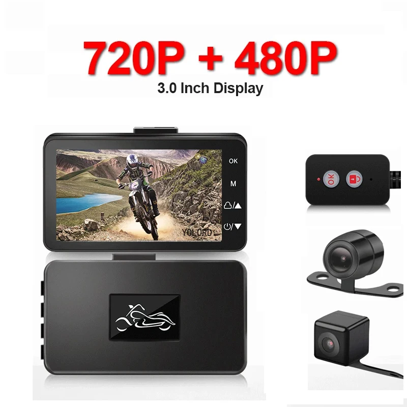 

3inch Motorcycle Recorder Camera 720P HD DVR IP67 Waterproof Night Vision Motorcycle Driving Recorder Front Rear Dual Lenses