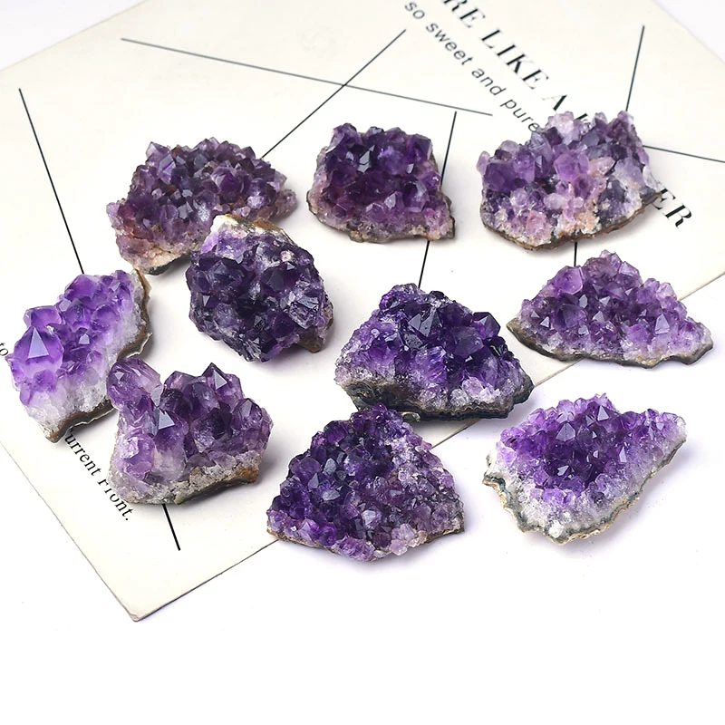 Natural Amethyst Ore Crystal Cluster Quartz Healing Stone Ore Mineral Home Decor Purple Cornucopia Feng Shui Gemstone Gift