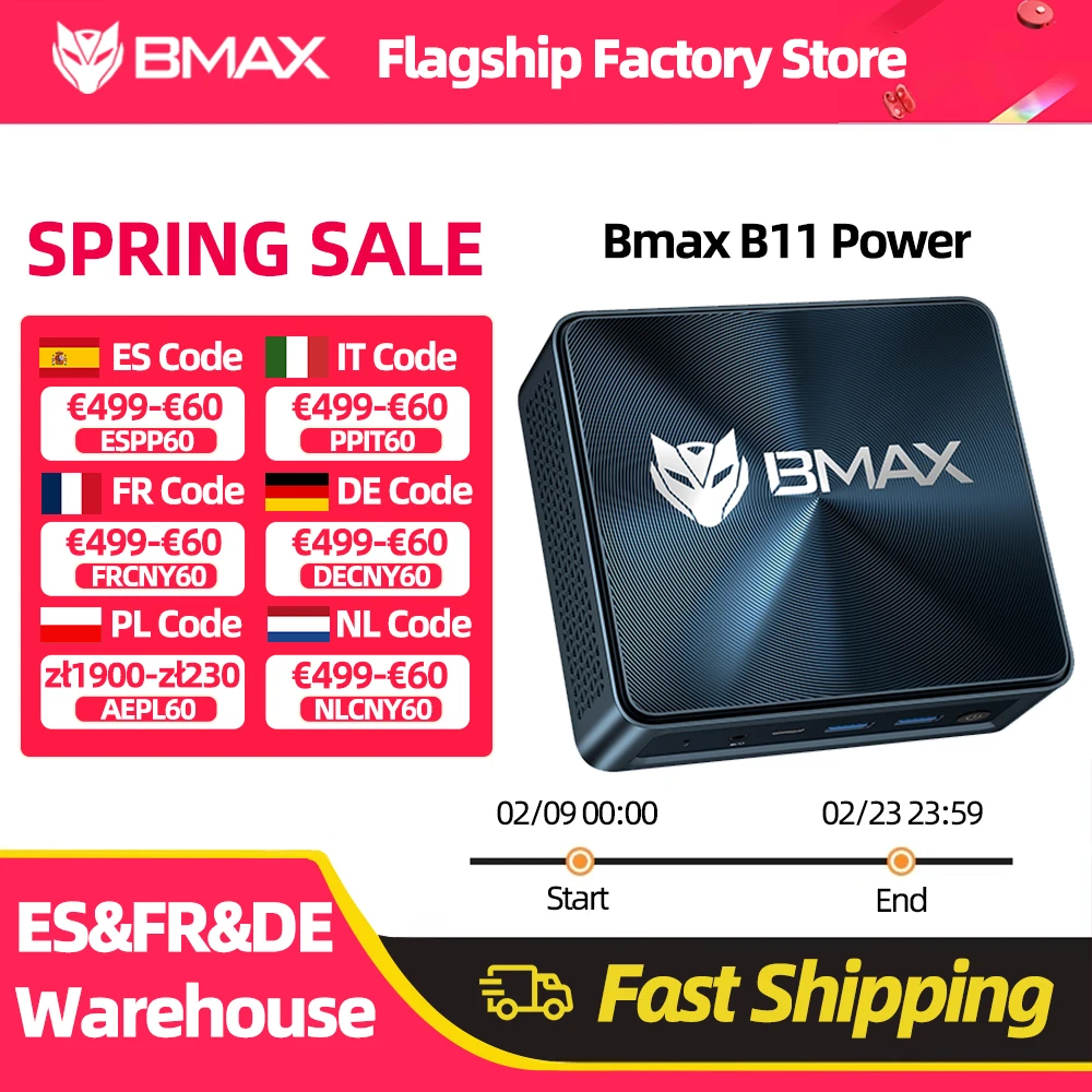 BMAX B11 Power Mini PC Intel Core Ultra 7 155H 16 rdzeni 24GB RAM 1TB SSD WiFi 6 Bluetooth 5.2 USB HDMI Type-C Windows 11