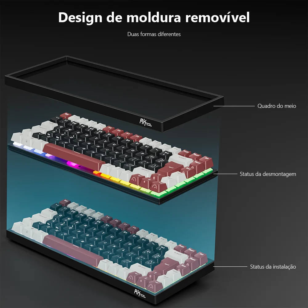 RK84 RK ROYAL KLUDGE Brazilian Wireless Gamer Keyboard Tri-mode BT5.0/2.4G/USB-C 75% RGB Bluetooth Mechanical Keyboard Portugal