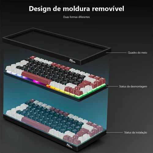 Imagen 2 del producto RK84 RK ROYAL KLUDGE teclado inalámbrico brasileño español para jugadores triodo BT5.0/2,4G/USB-C 75% RGB teclado mecánico Bluetooth