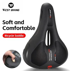 WEST BIKING Bicycle Saddle Hollow Breathable PU Waterproof Bike Saddle Widen Thicken Soft Rebound MTB Road Bike Cushion Seat