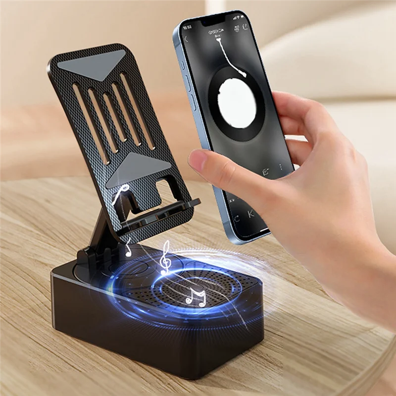 

-A99Z 2-In-1 Cell Phone Stand With Wireless Bluetooth Speaker, Foldable Bluetooth Audio Bracket For Home Office