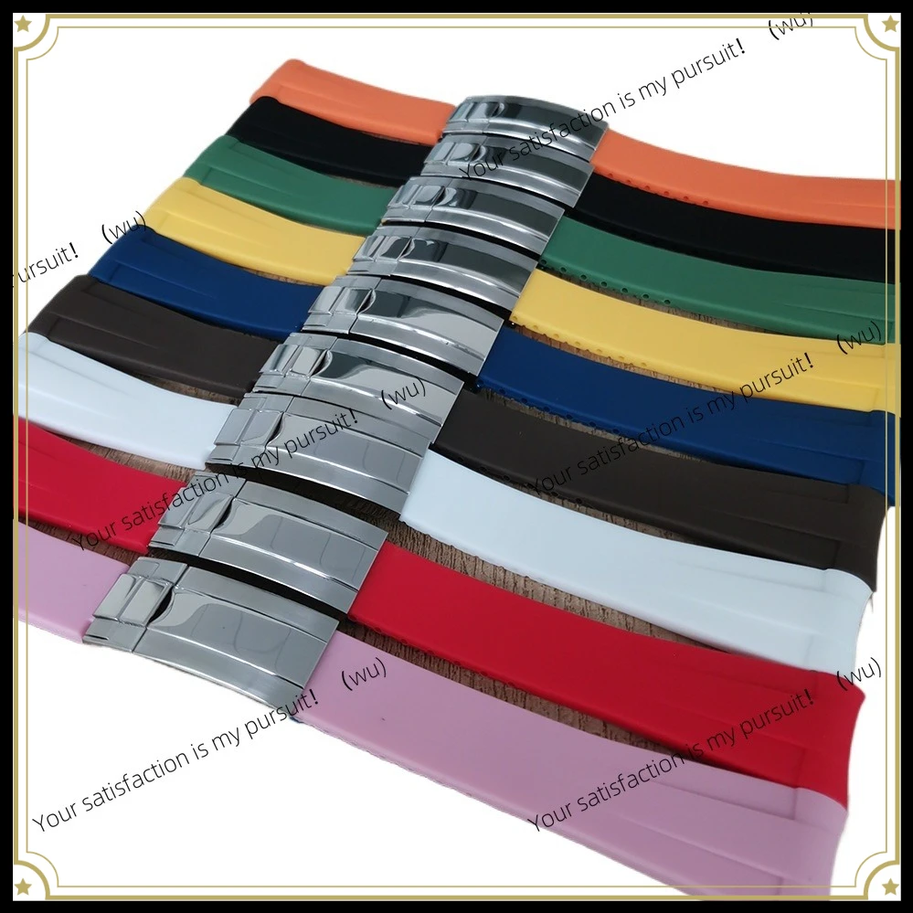 ZOCI-Watch Accessories Rubber No Luminous Watch with 20MM * 18MM Stainless Steel Single Folding Clasp Silver Steel Buckle