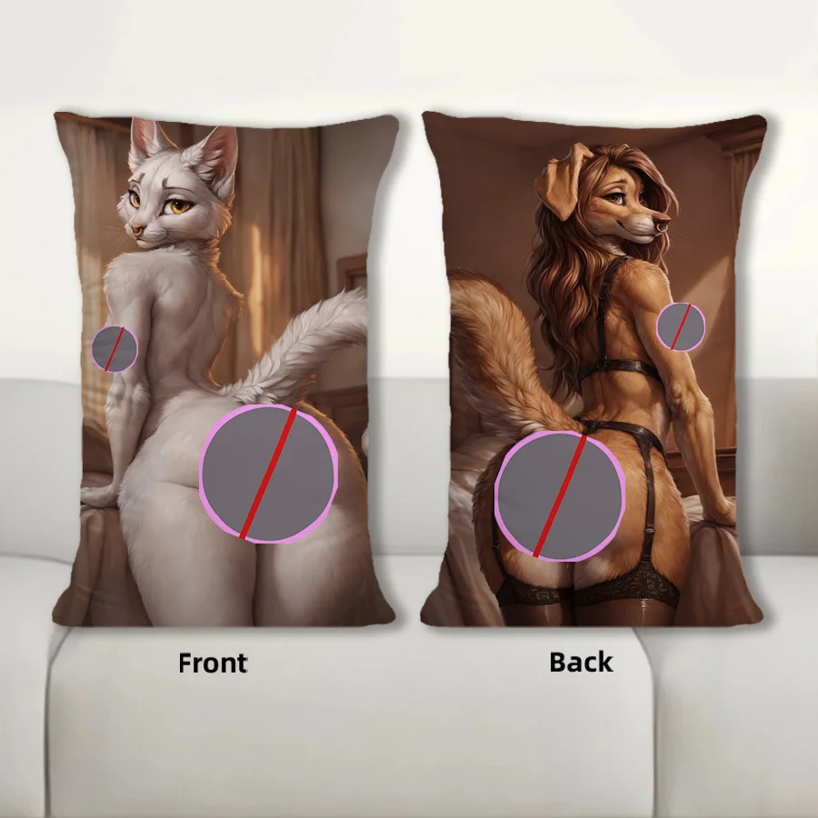 Dakimakura Anime Animal Nose Ring Style Sofa Cushion Body Pillow Cover Double Side Print Bedding Throw Pillow Case