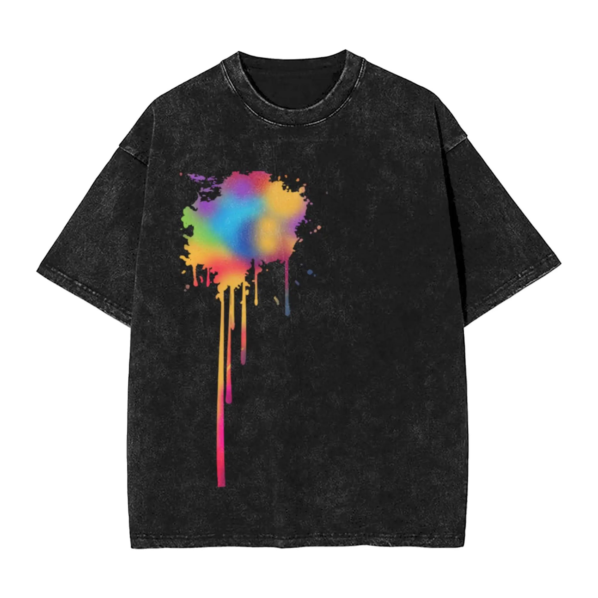 watercolor drooping effect  Unique Chic A T-Shirt Oversized Short Sleeve Men's Women's Cotton Tees Tops