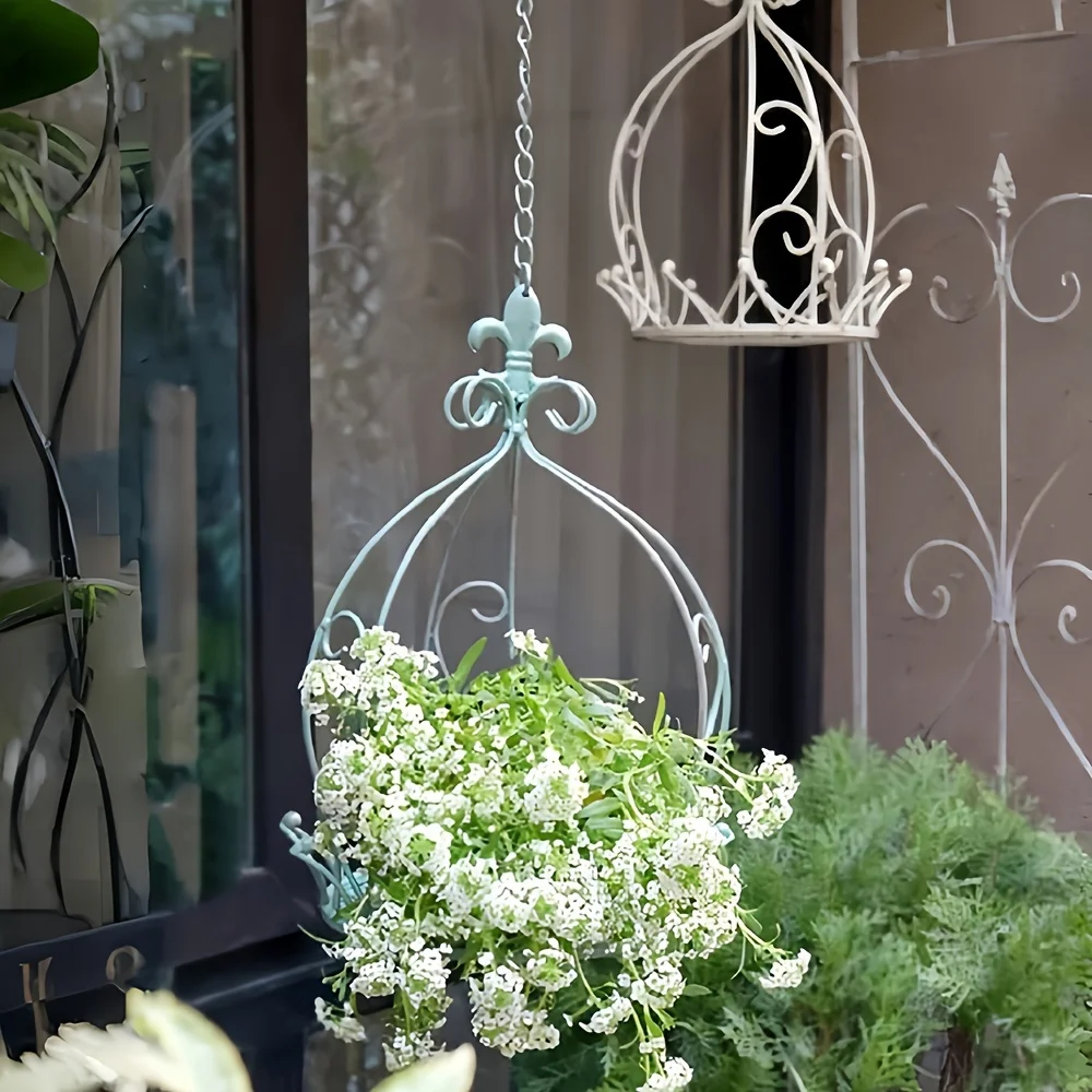 

Винтажные железные подвесные корзины, дизайн с короной для внутреннего/наружного декора сада и патио.