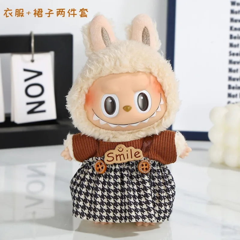 Baju Bayi Labubu 17 Cm Baju Liontin Vinil dengan Pengganti Baju Bayi Mewah Topi Sepatu (Hanya Baju Bayi) Mainan Kotak Buta