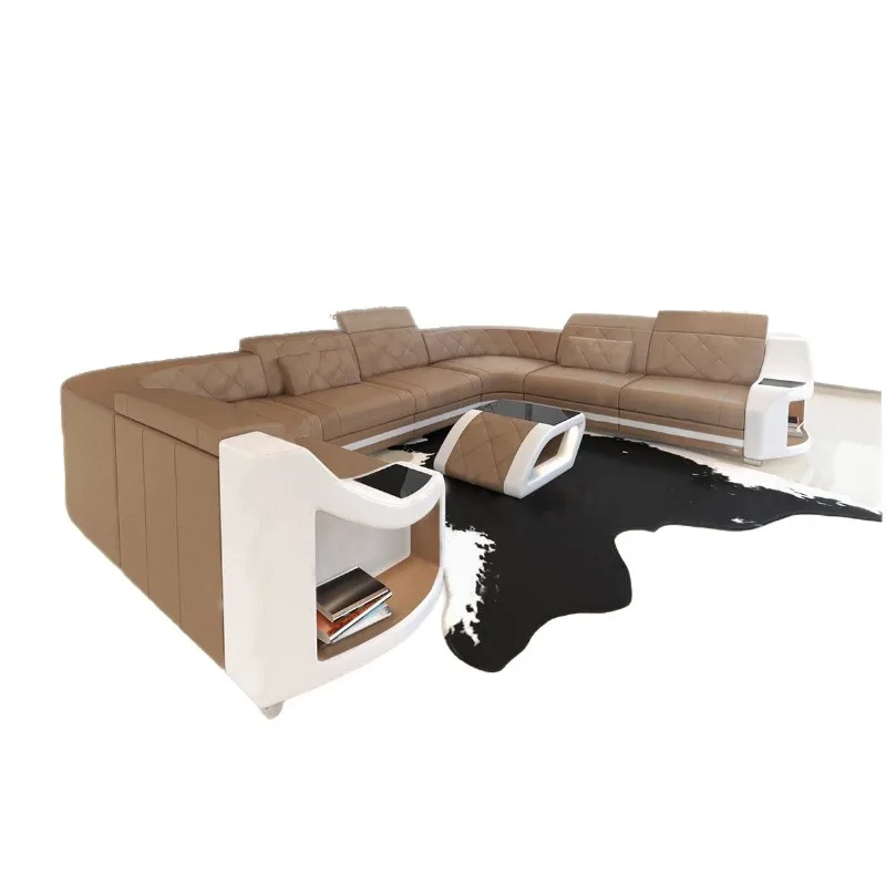 Modern casual simple new living room leather sofa combination