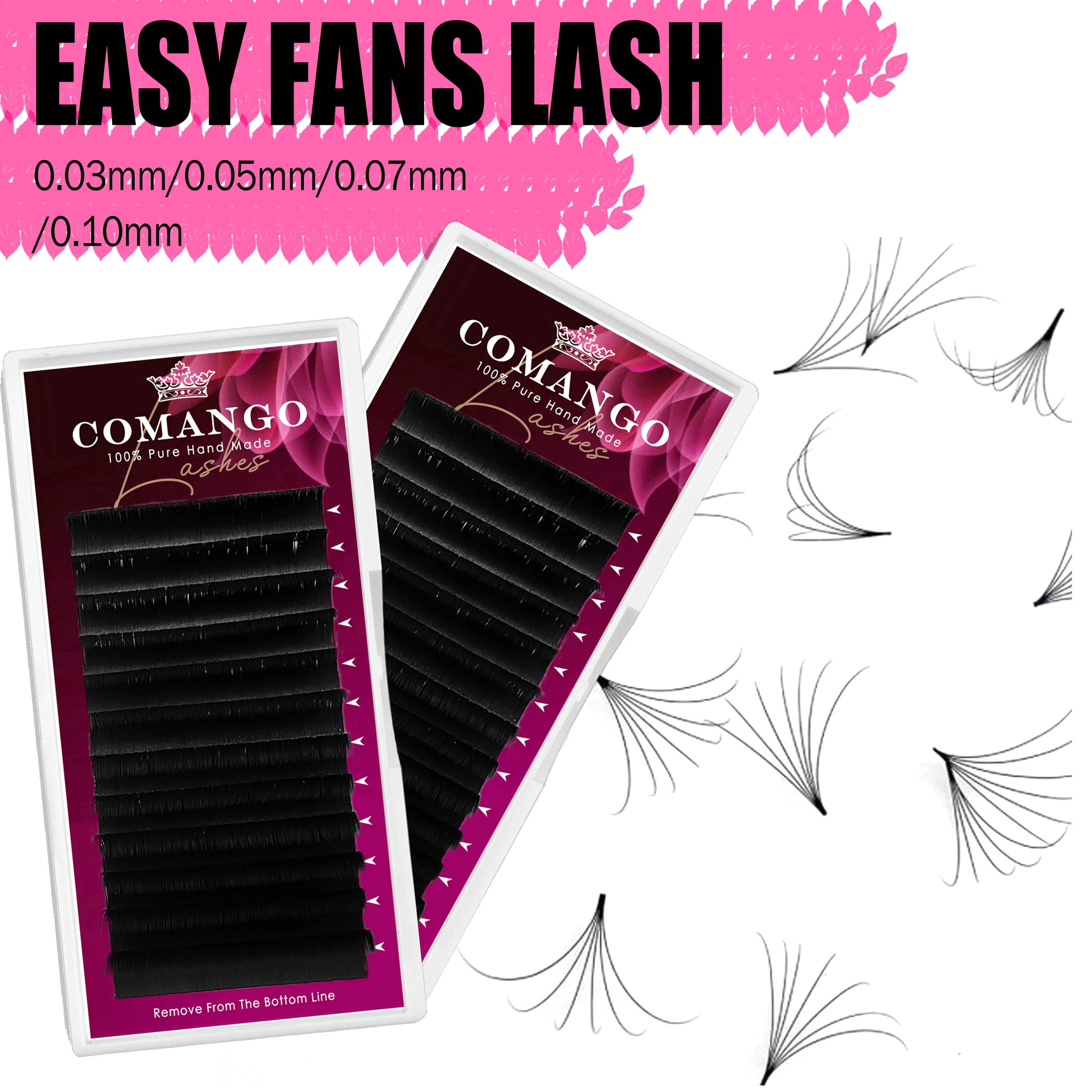 CoMango Easy Fanning Eyelash Extension Autofan Fast Bloom Self Flowering Pre-bonded Volume Makeup Easyfan False Eyelashes