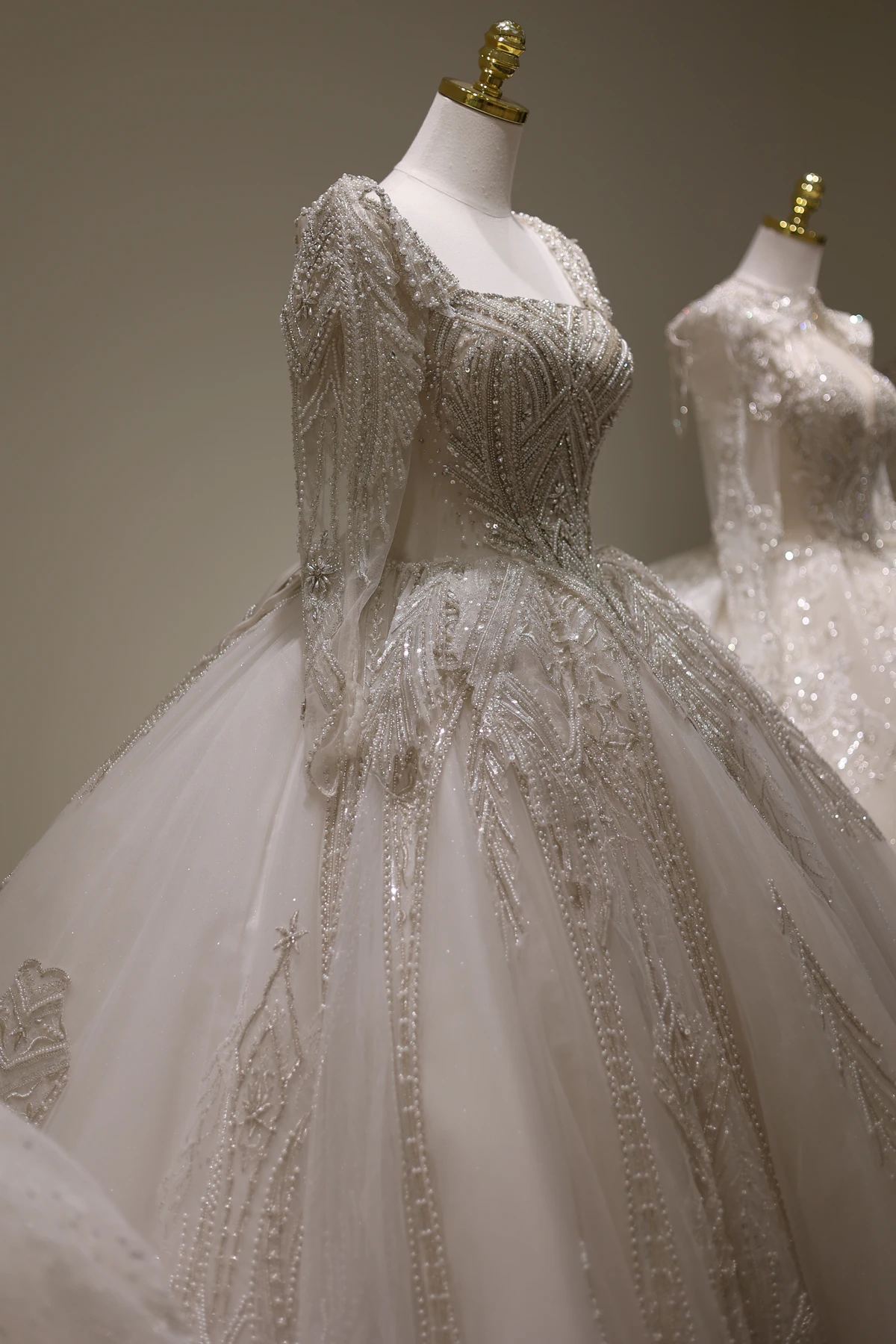 Sharon Said Saudi Arabië Luxe Baljurk Trouwjurk 100% Echte Foto Vierkante Hals Moslim Bruid Jurken RS006 Aangepaste