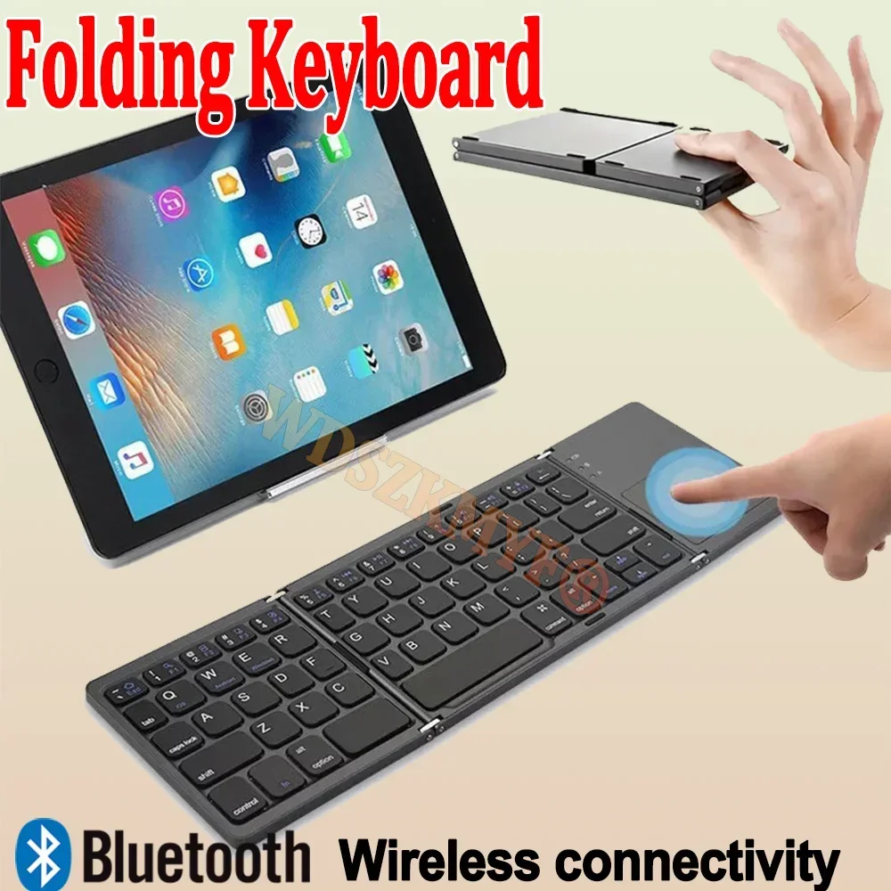 

Мини-клавиатура, беспроводная складная клавиатура, Bluetooth 2/3, складная клавиатура, сенсорная панель для Windows, Android, iPad, телефона, перезаряжаемая