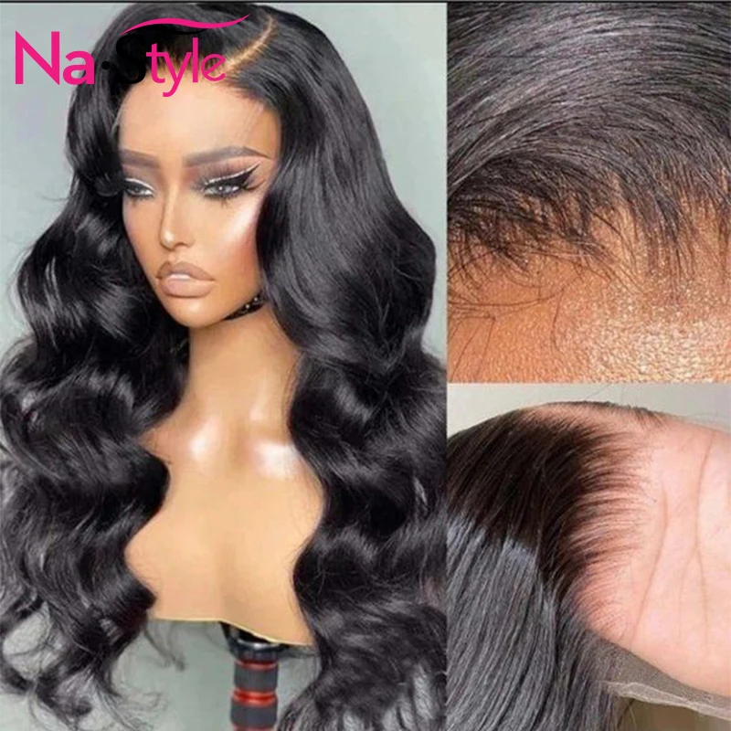 

Nastyle Real 13X6 HD Transparent Lace Frontal Wig 100% Human Hair Preplucked Straight Body Wave Wig Invisible For Women Hair 150