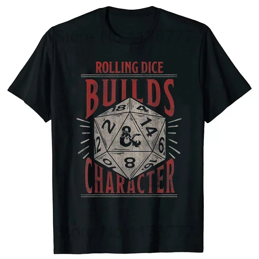 Summer Men\'s T-Shirt Vintage ADHD&D Roll for Concentration Funny Gamer Dungeons DM RPG Dice Dragon T Shirts Streetwear Gifts