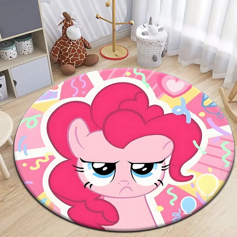 My Little Pony Printed Round Carpet for Living Room Rugs Camping Picnic Mats Flannel Anti-Slip Rug  Gifts,Birthday Present，