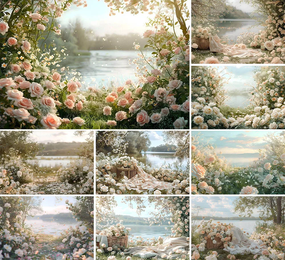 

Mehofond Photography Background Summer Lakeside Floral Kids Adult Birthday Wedding Maternity Portrait Decor Backdrop Photo Studi
