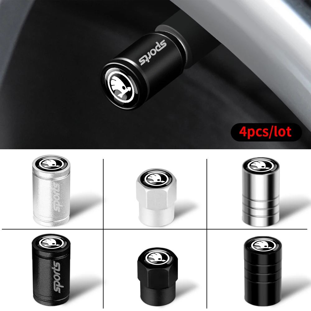 4Pcs Car Wheel Tire Valve Cap Airdust Cover Auto Accessories For Skoda S Logo Octavia Mk3 Fabia 2 Superb 2 Kamiq Kodiaq VRS VII