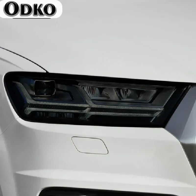 

2 Pcs For Audi Q7 4M 2016 2017 2018 2019 2020 Car Headlight Tint Black Vinyl Protective Film Transparent TPU Sticker Accessories