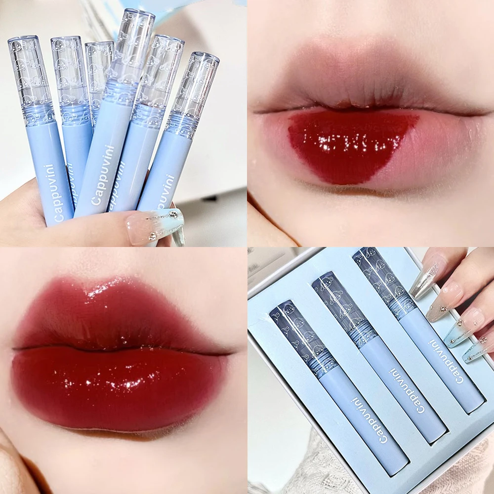 Gelei Heldere Lipgloss Langdurige Kersenrode Sexy Lip Glazuur Waterdicht Nude Bruine Spiegel Water Vloeibare Lippenstift Make-Up Cosmetisch