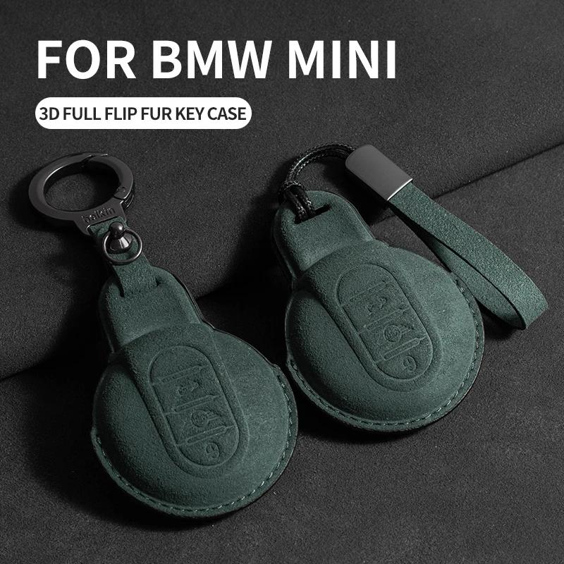 

Car Key Case For BMW Mini COOPERS COUNTRYMAN ONE JCW CLUBMAN F56 F55 F54 F57 F60 Roadster Suede Car Keychain For Mini