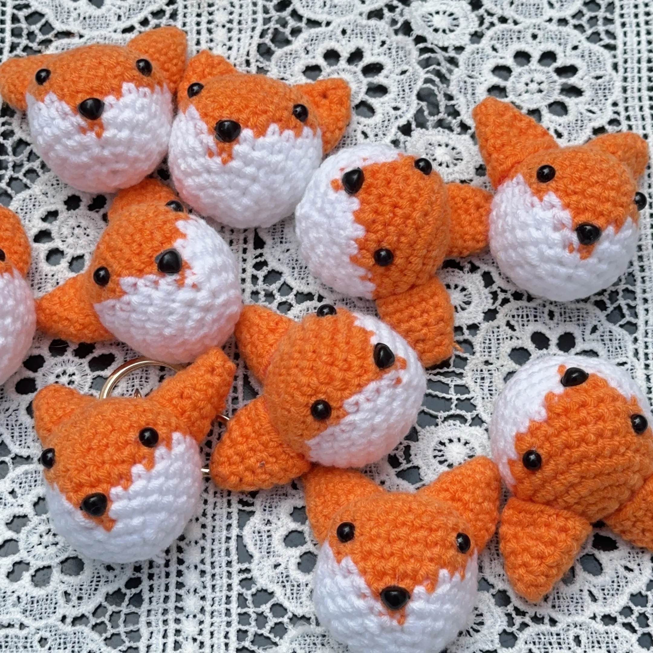 Handmade Animals Knitted Keychain Keyring Women Crocheted Wool Fox Bag Pendants Car Key Ring Fresh Handbag Charms Gifts