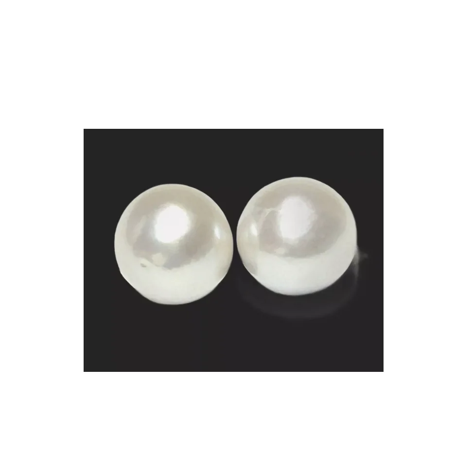 

A Pair 9-10mm Natural White Round Pearl Loose Pearl Undrilled