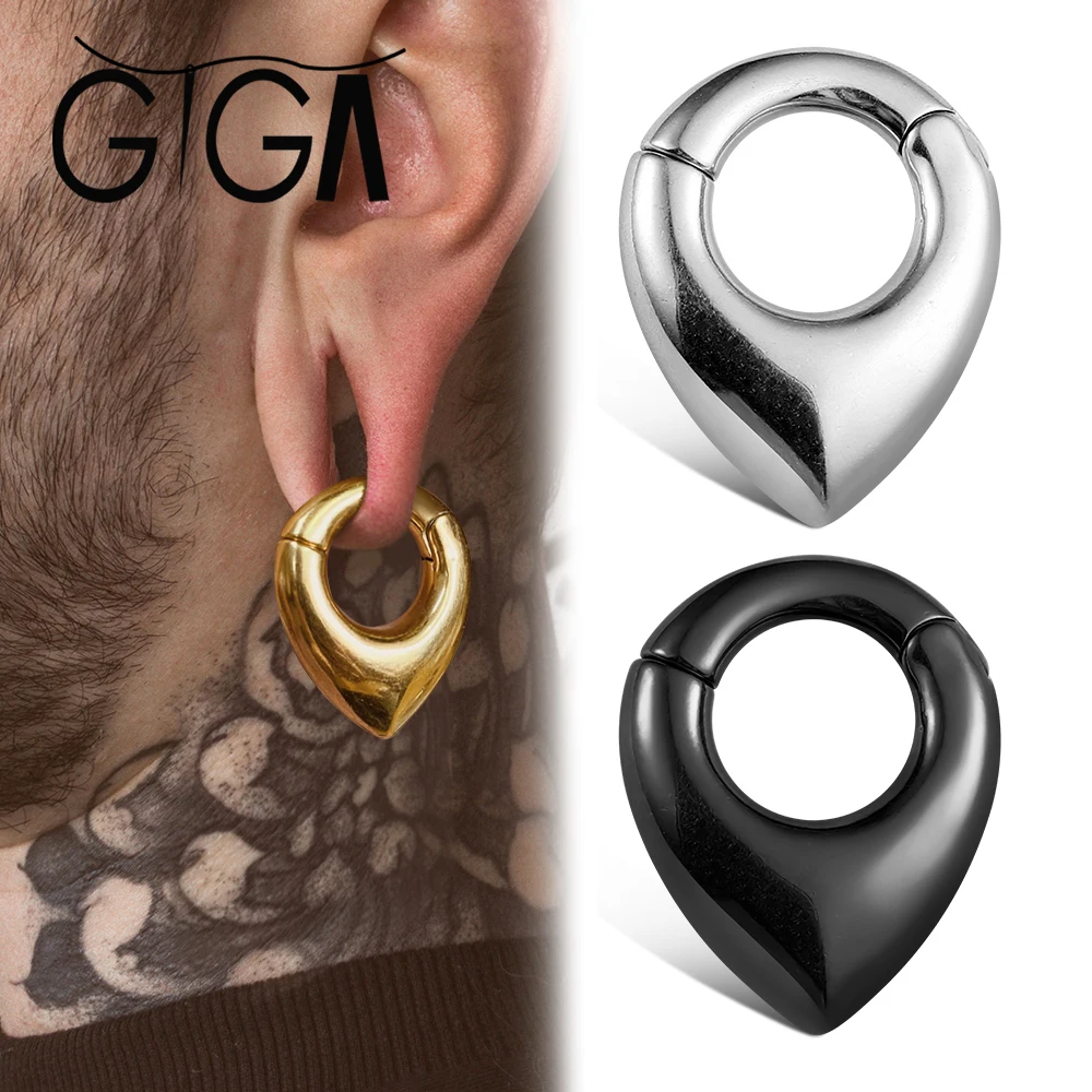 

Giga 1/2PCS 6mm 2G Water droplet Ear Weights Hangers Plugs Expander Stainless Steel Piercing Earrings Women Man Fashion Jewelry