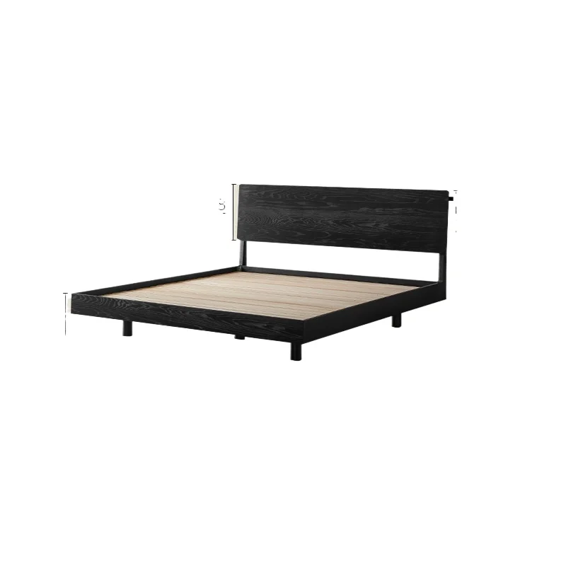 

Black solid wood bed ash wood simple 1.5 meters double minimalist modern master bedroom bed